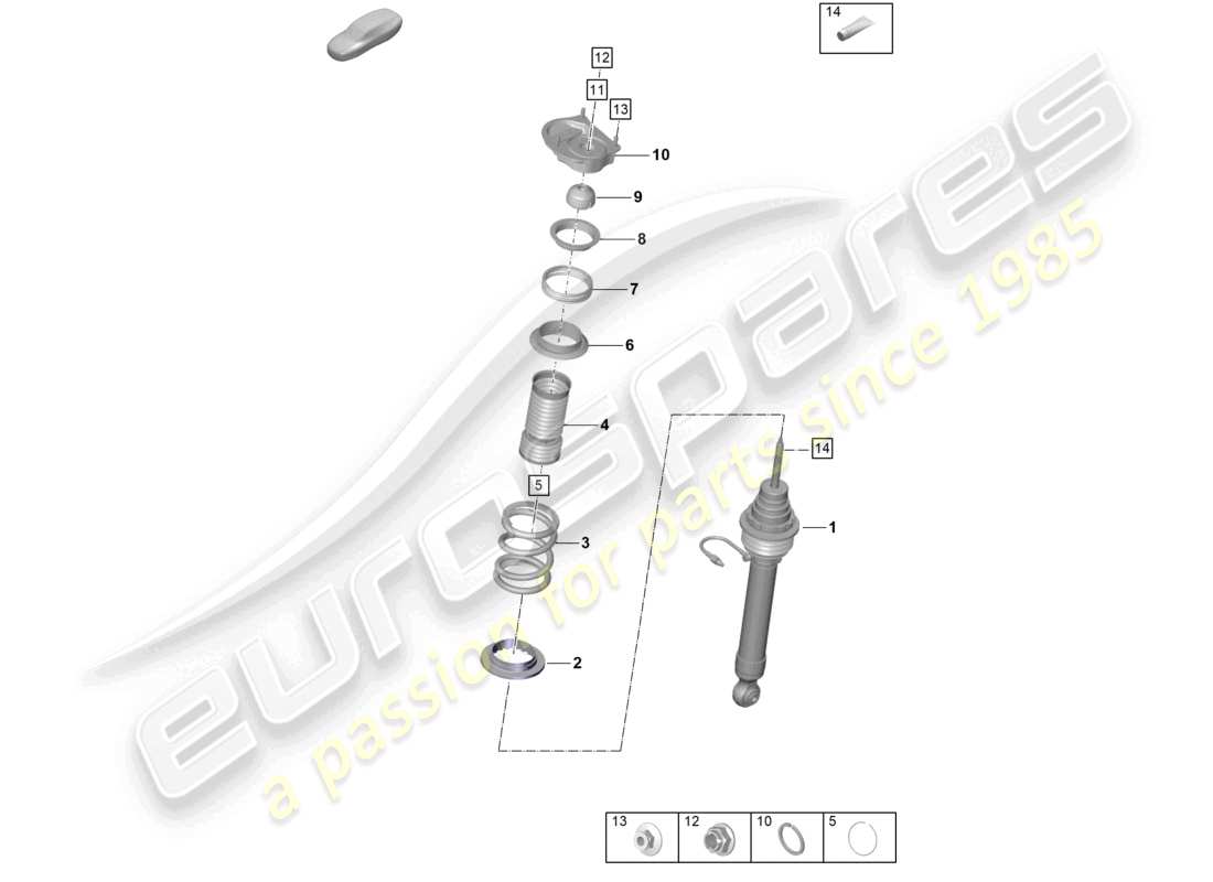 porsche 2022 (992-1 gt3/rs/st) sospensione ammortizzatori diagramma delle parti