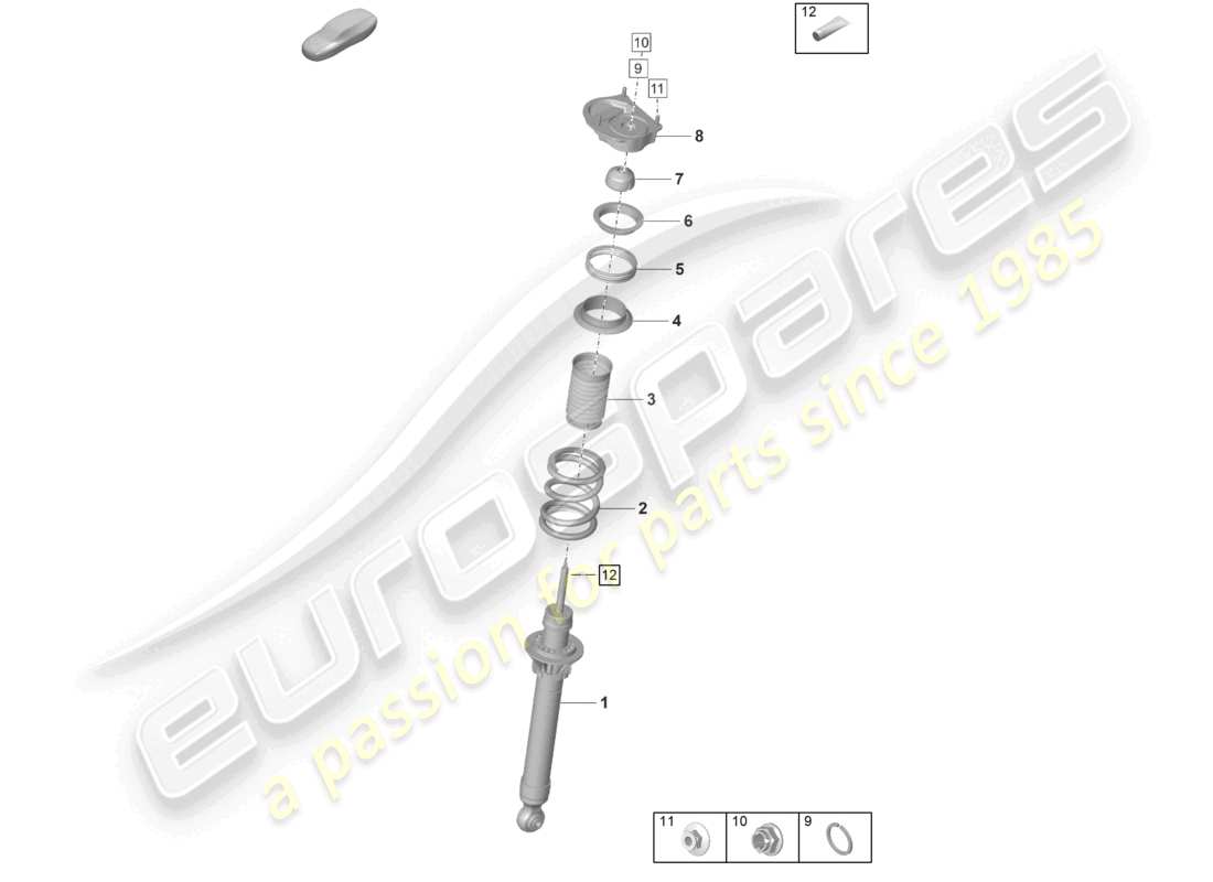 porsche 2022 (992-1 gt3/rs/st) sospensione ammortizzatori diagramma delle parti