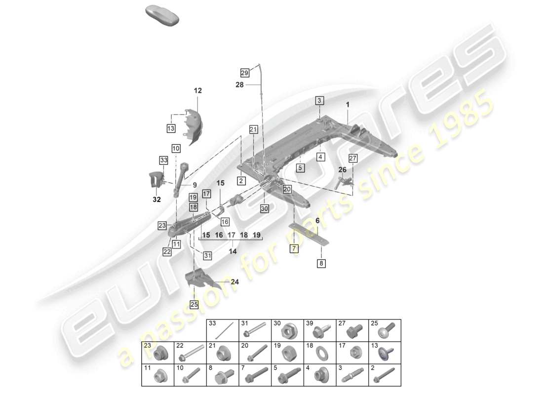 porsche 2023 (992-1 gt3/rs/st) traversa inferiore diagramma delle parti