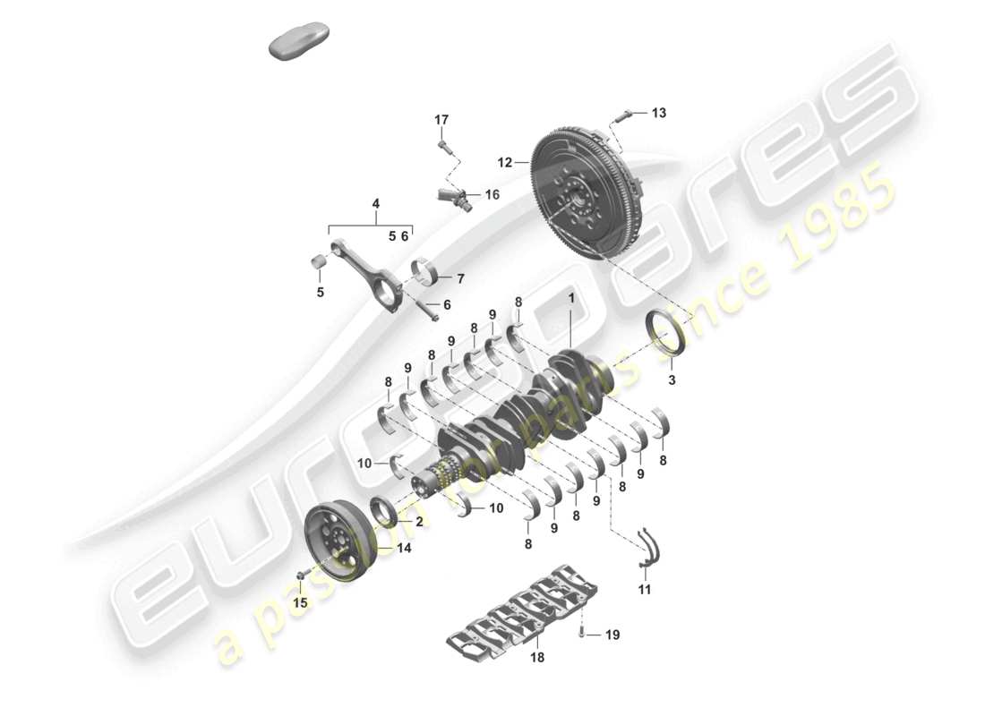 porsche 2024 (992-1) diagramma delle parti del volano della biella dell'albero motore