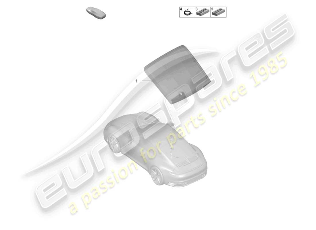 porsche 2023 (992-1) schema delle parti del lunotto posteriore