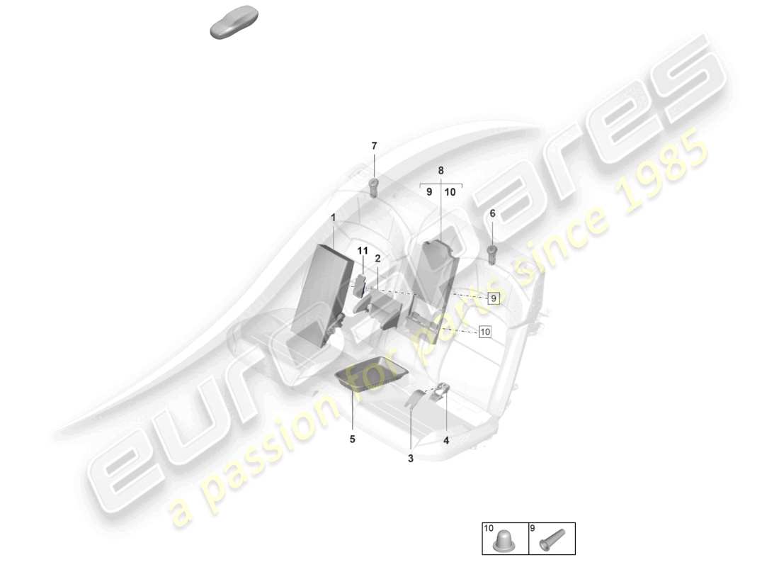 porsche 2022 (taycan 9j1-1) coperture per console centrale diagramma delle parti