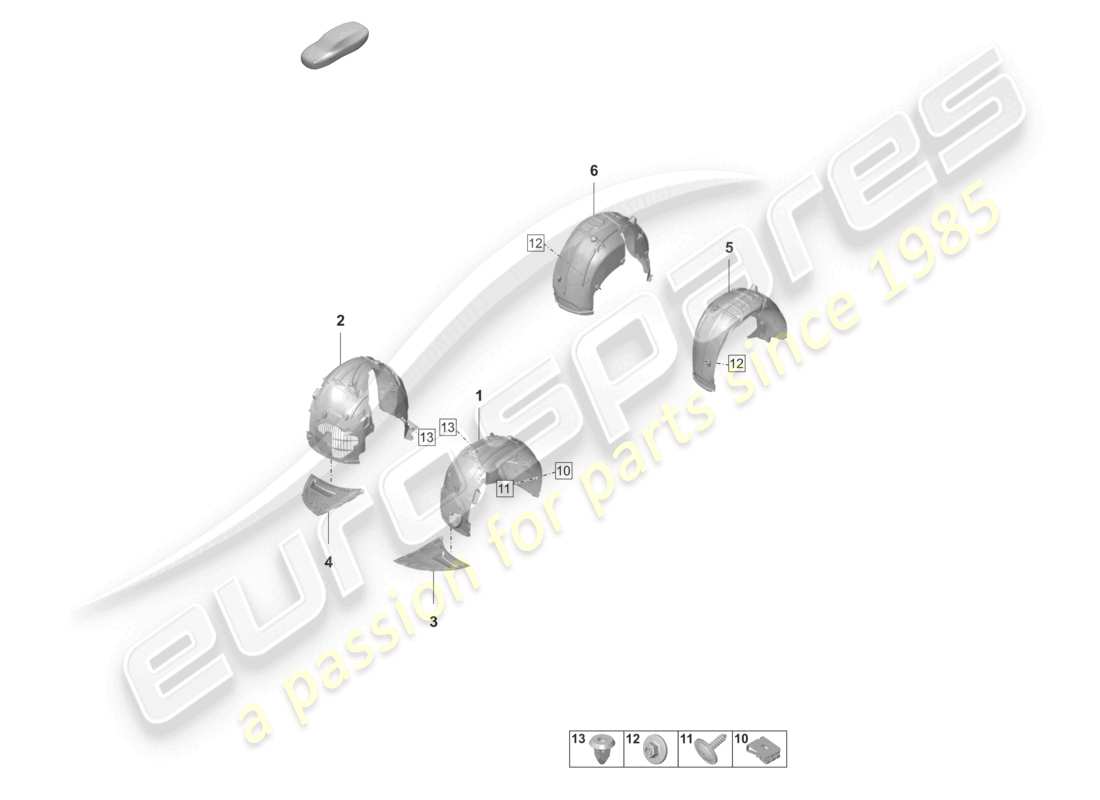 porsche 2022 (taycan 9j1-1) rivestimento del passaruota diagramma delle parti