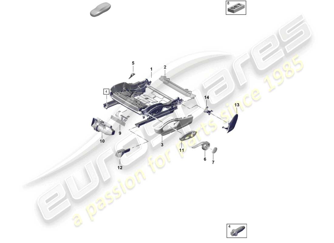 porsche 2025 (718 boxster spyder) telaio del sedile sedile sportivo plus accessori rivestimento per interruttore schema delle parti