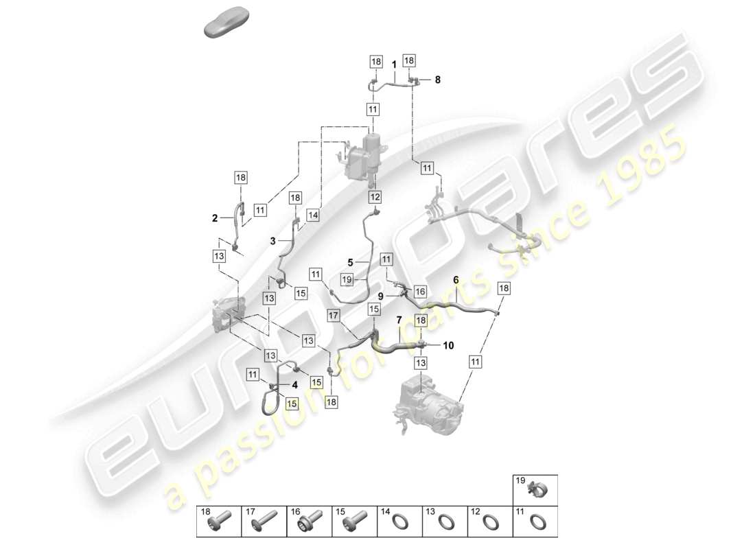 porsche 2026 (taycan 9j1-2) linea refrigerante aria condizionata diagramma delle parti