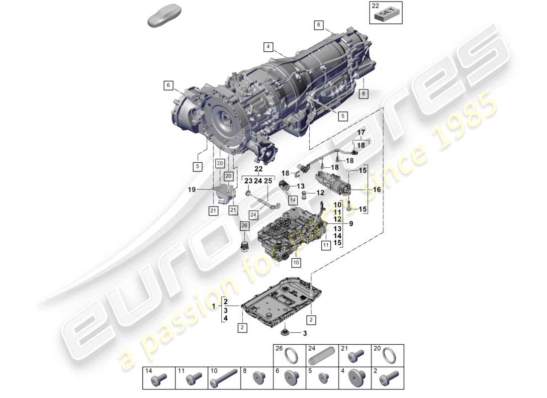 porsche 2025 (cayenne e3 pa) 8-speed cambio automatico per veicoli con trazione ibrida meccatronica con software pompa dell'olio radiatore dell'olio del cambio coppa dell'olio della trasmissione schema dei componenti