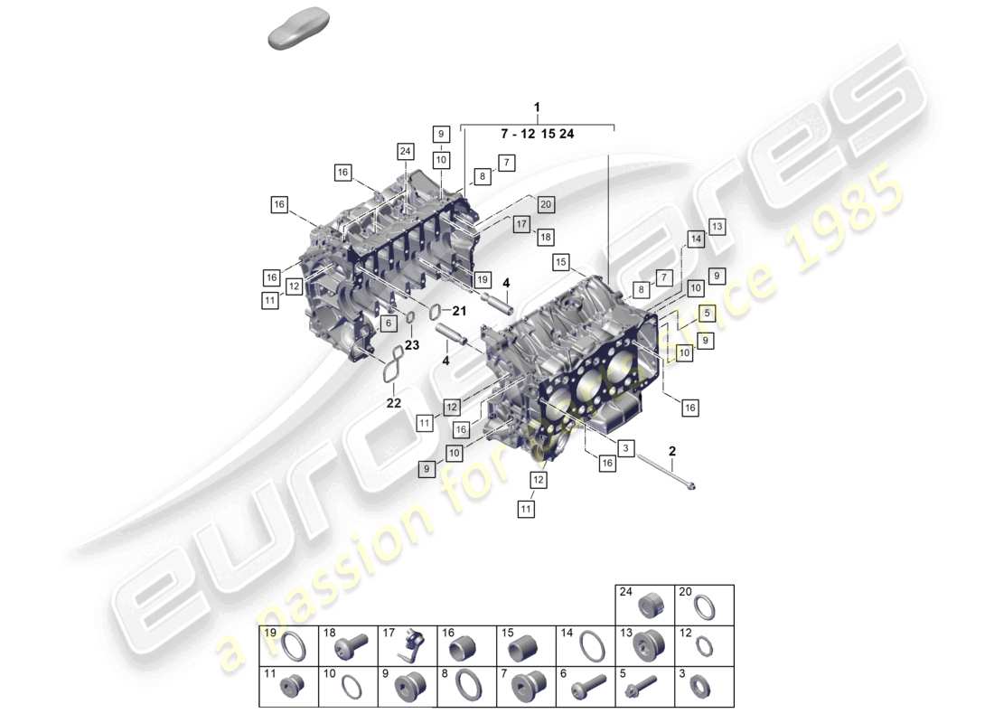 porsche 2024 (992-2) alloggiamento del basamento schema delle parti