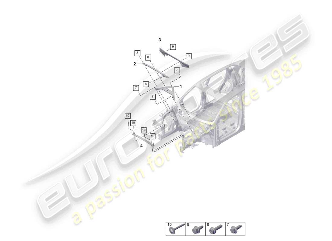 porsche 2023 (cayenne e3 9ya/9yb) diagramma delle parti del punto a cupola