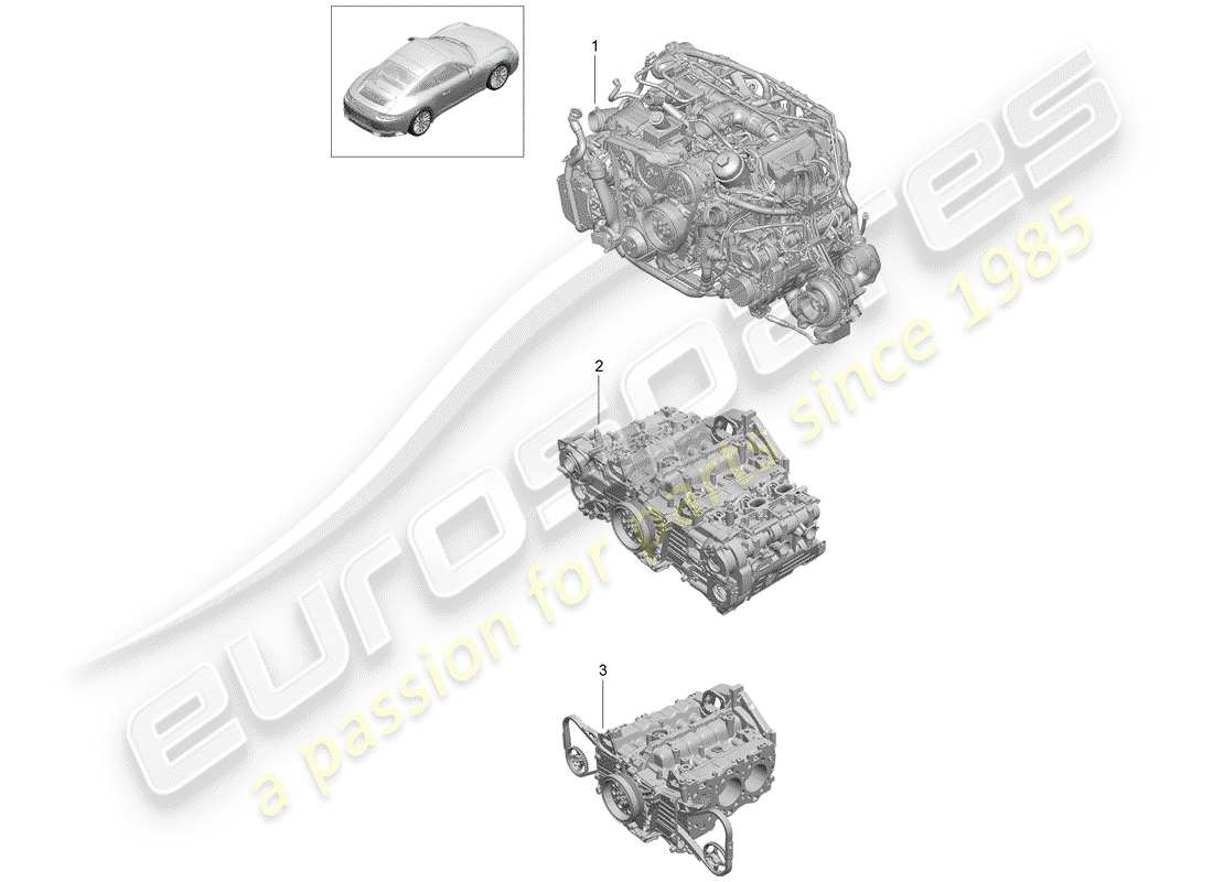 porsche 991 turbo (2018) motore di sostituzione schema delle parti