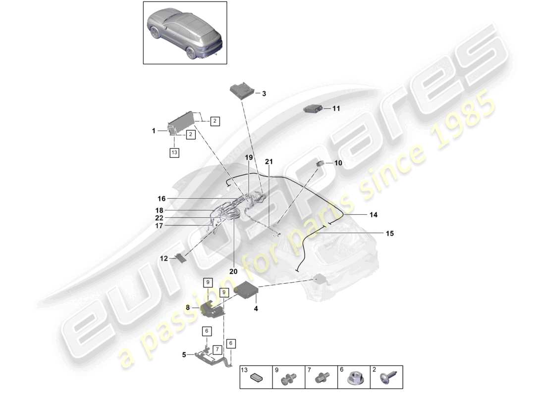 porsche 2023 (cayenne e3 9ya/9yb) display computer centrale d >>- 07.07.2019 diagramma delle parti