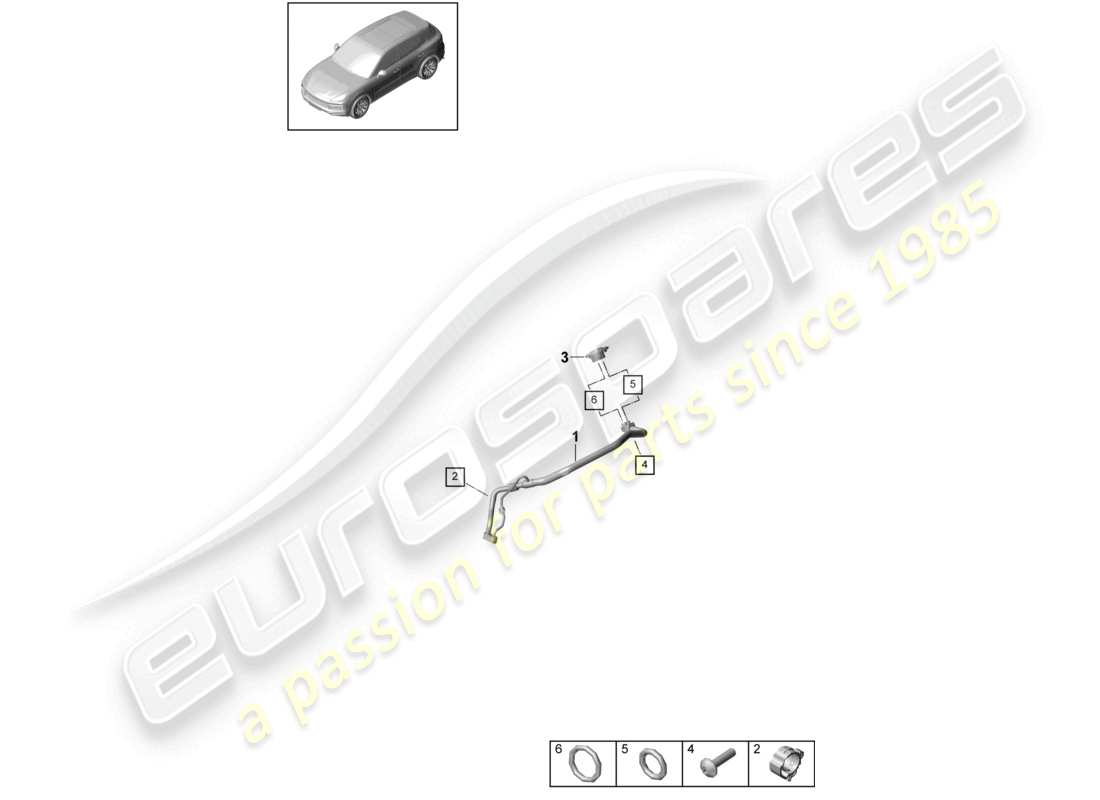 porsche 2023 (cayenne e3 9ya/9yb) circuito refrigerante rhd im wagentunnel per veicoli con trazione ibrida schema dei componenti