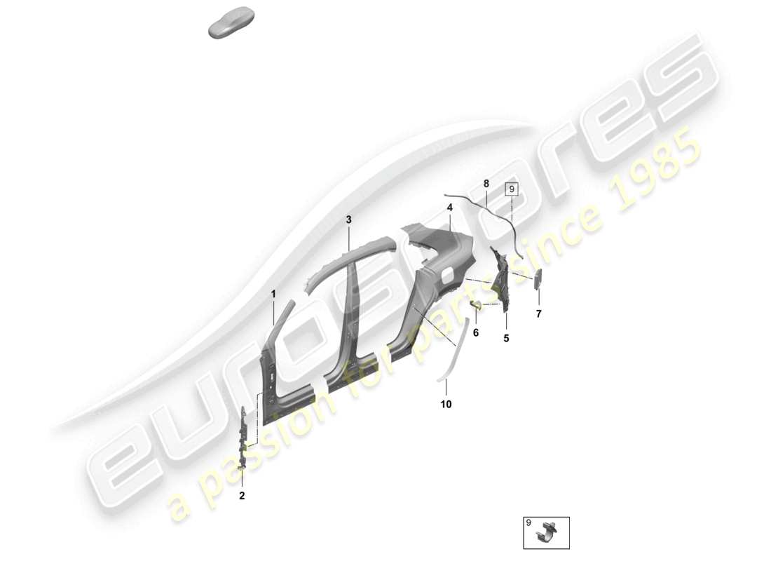 porsche 2026 (macan-e) parte laterale sottoparti diagramma delle parti