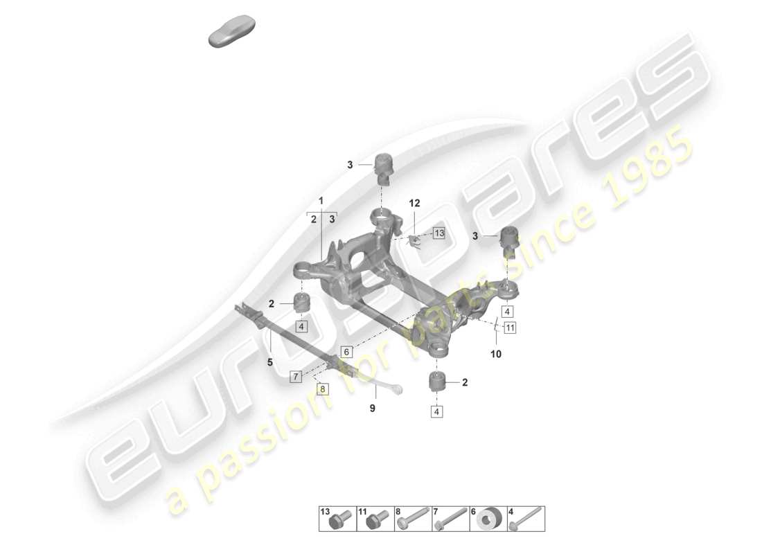 porsche 2021 (taycan 9j1-1) controtelaio sospensione diagramma delle parti