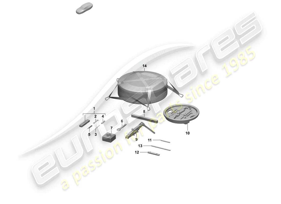 porsche 2026 (taycan 9j1-2) cric per attrezzi diagramma delle parti