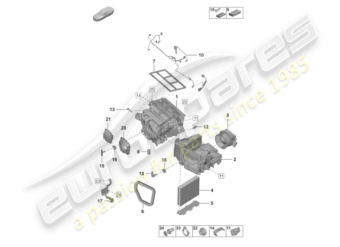 porsche 2022 (992-1 gt3/rs/st) diagramma delle parti dell'aria condizionata