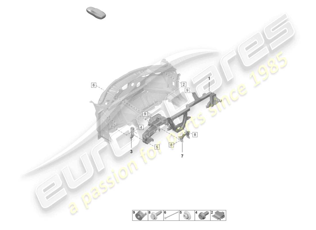 porsche 2021 (992-1 gt3/rs/st) staffa cruscotto diagramma delle parti
