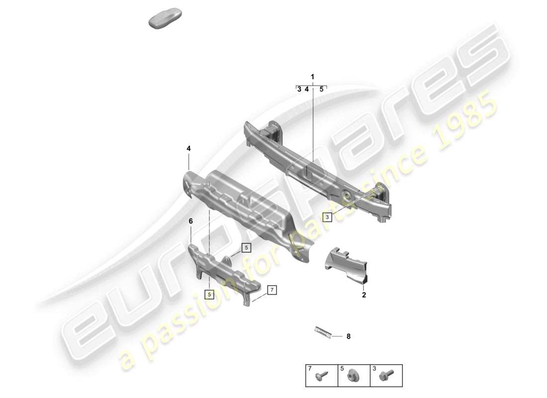 porsche 2021 (718 cayman gt4) supporto paraurti posteriore schema delle parti