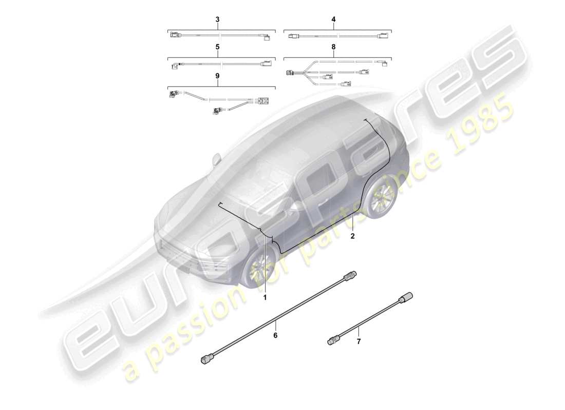 porsche 2025 (cayenne e3 pa) schema delle parti della linea di collegamento dell'antenna