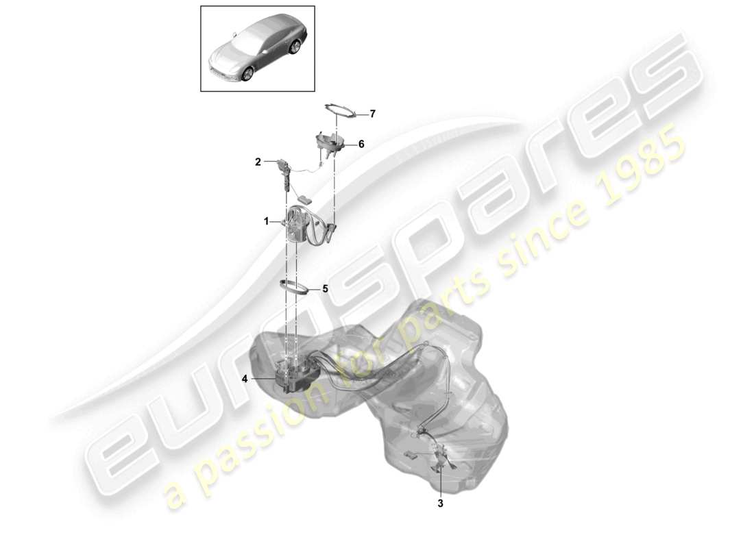 porsche 2021 (panamera 971-1) schema delle parti della pompa a getto di aspirazione della pompa del carburante