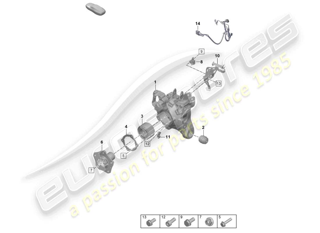 porsche 2023 (taycan 9j1-1) portaruota diagramma delle parti