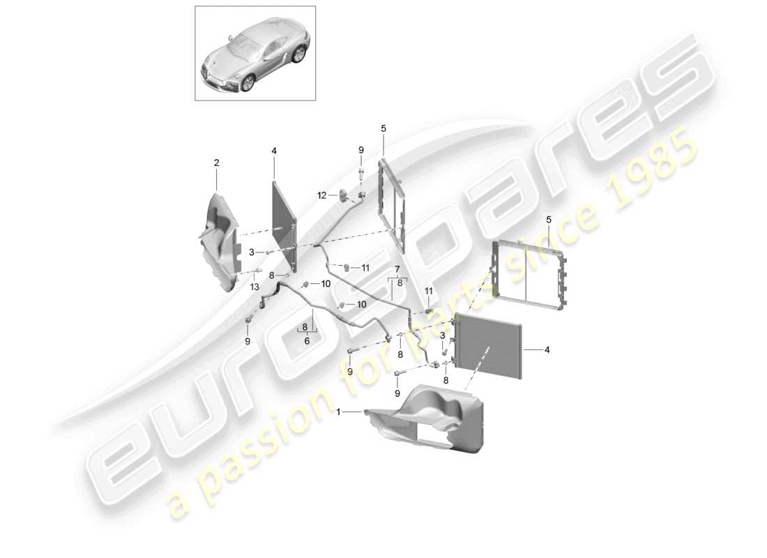 porsche 2023 (718 cayman) schema elettrico della parte anteriore del circuito refrigerante