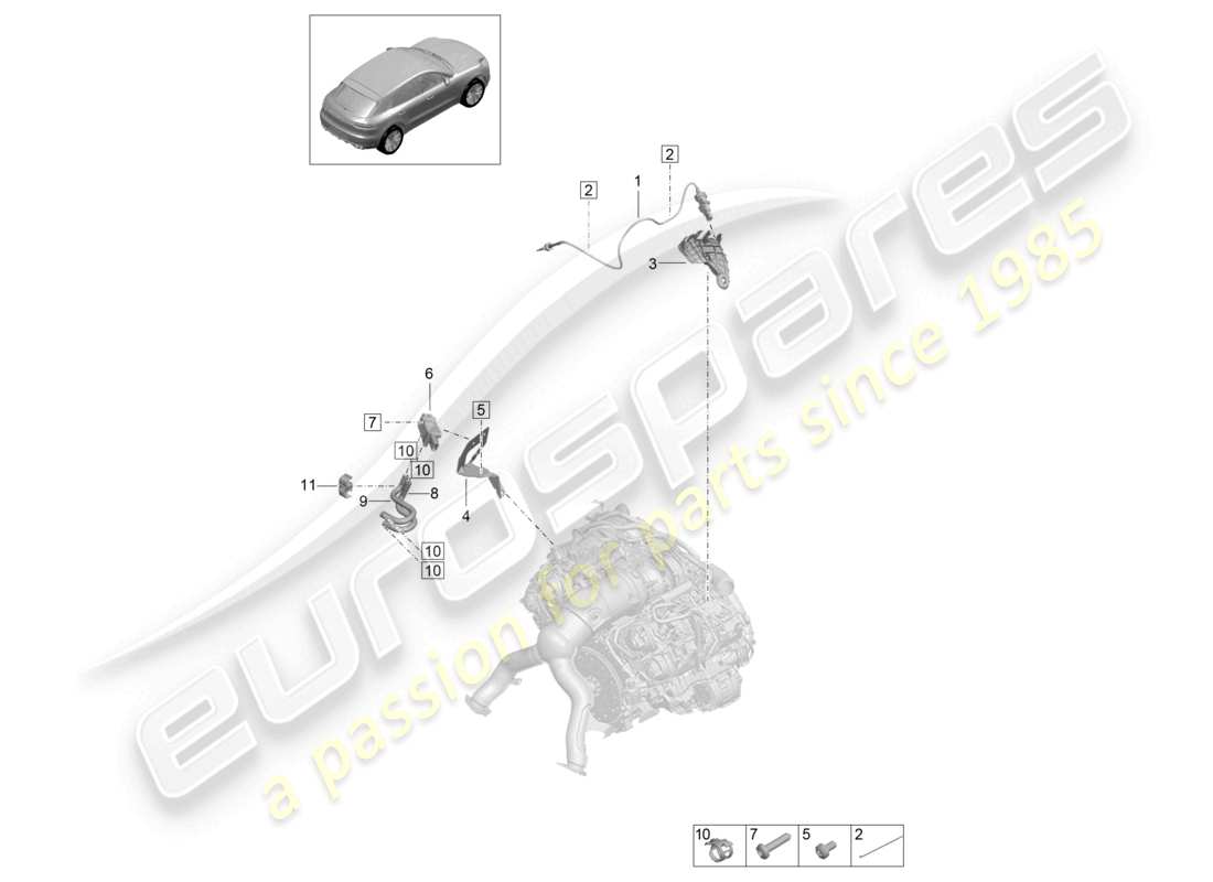 porsche 2026 (macan) trasmettitore della differenza di pressione trasmettitore della temperatura dei gas di scarico per veicoli con filtro antiparticolato per benzina schema dei componenti