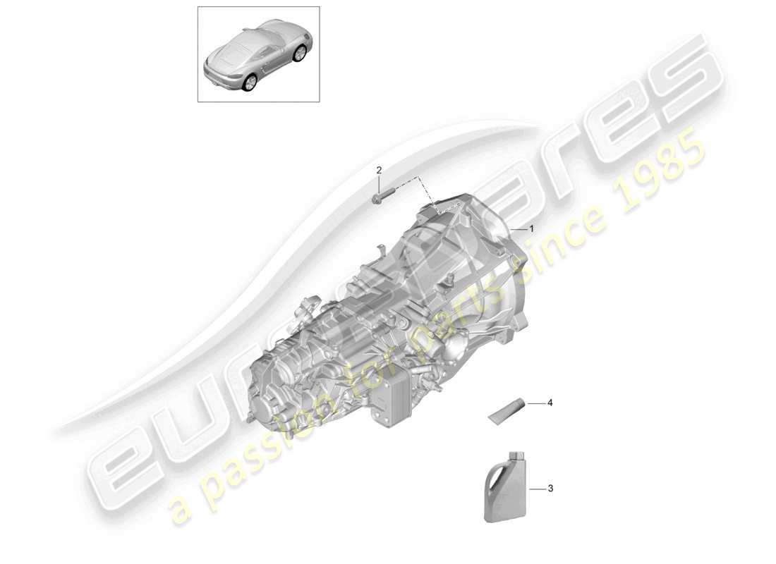 porsche 2022 (718 cayman) schema delle parti del cambio manuale