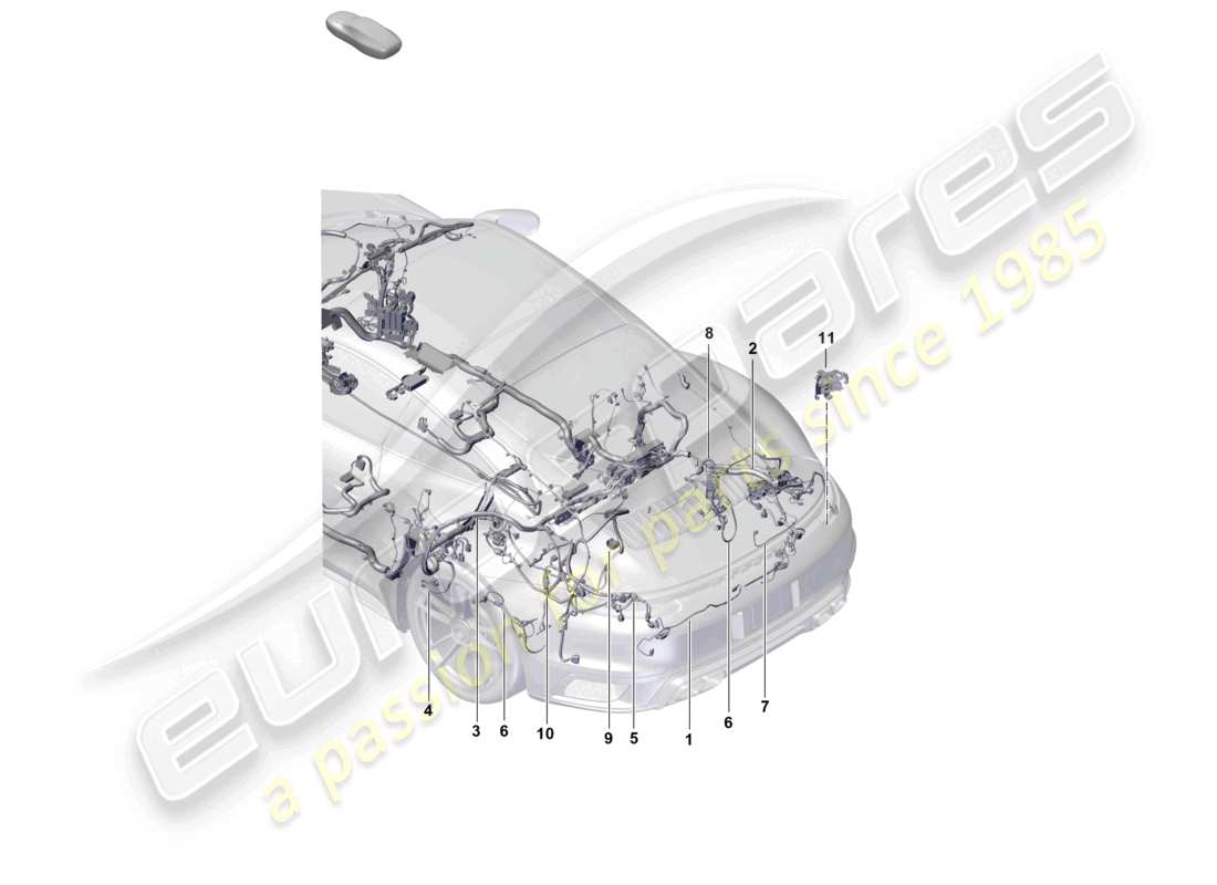 porsche 2026 (992-2 turbo / s) diagramma della parte posteriore del set di cavi