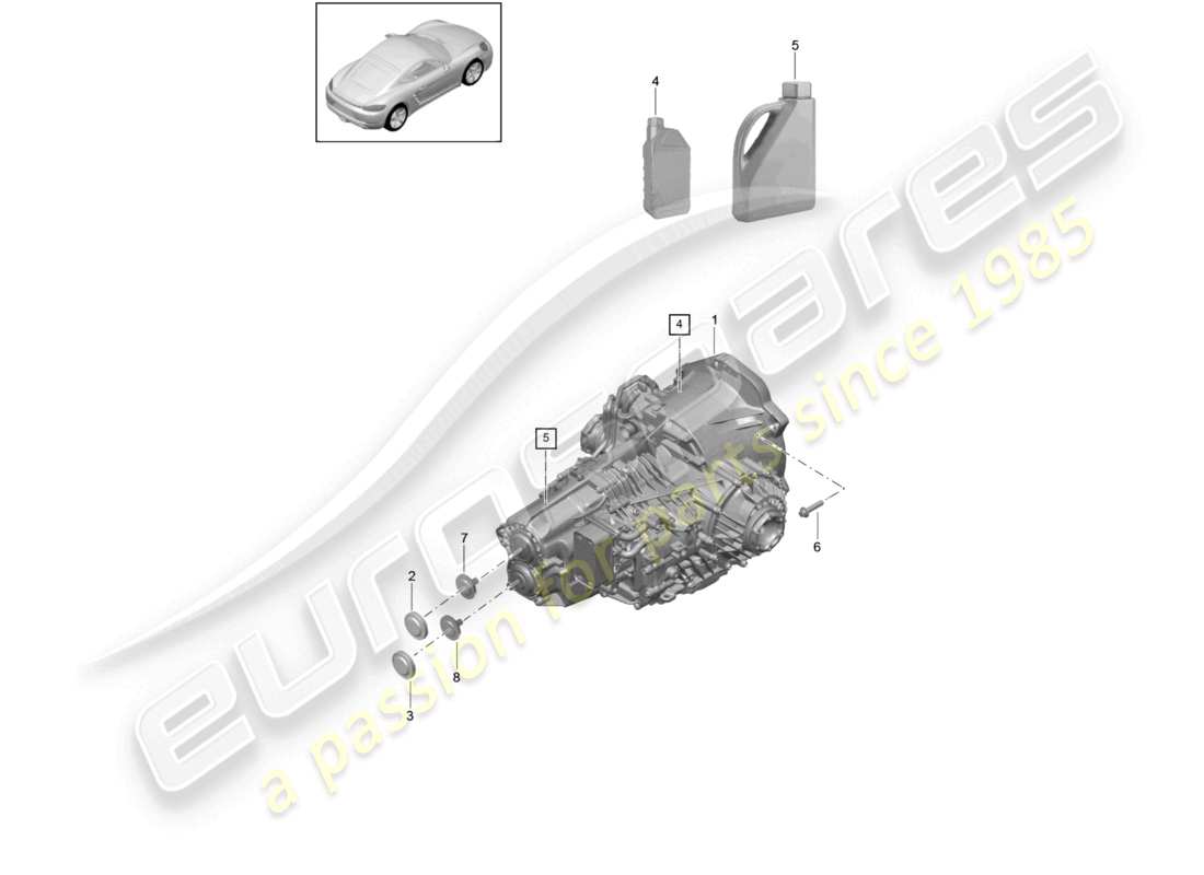 porsche 2023 (718 cayman) - pdk - schema delle parti del cambio