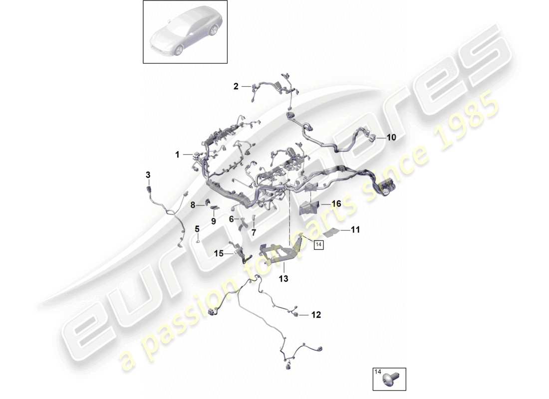 porsche 2021 (panamera 971-1) cablaggi motore diagramma delle parti