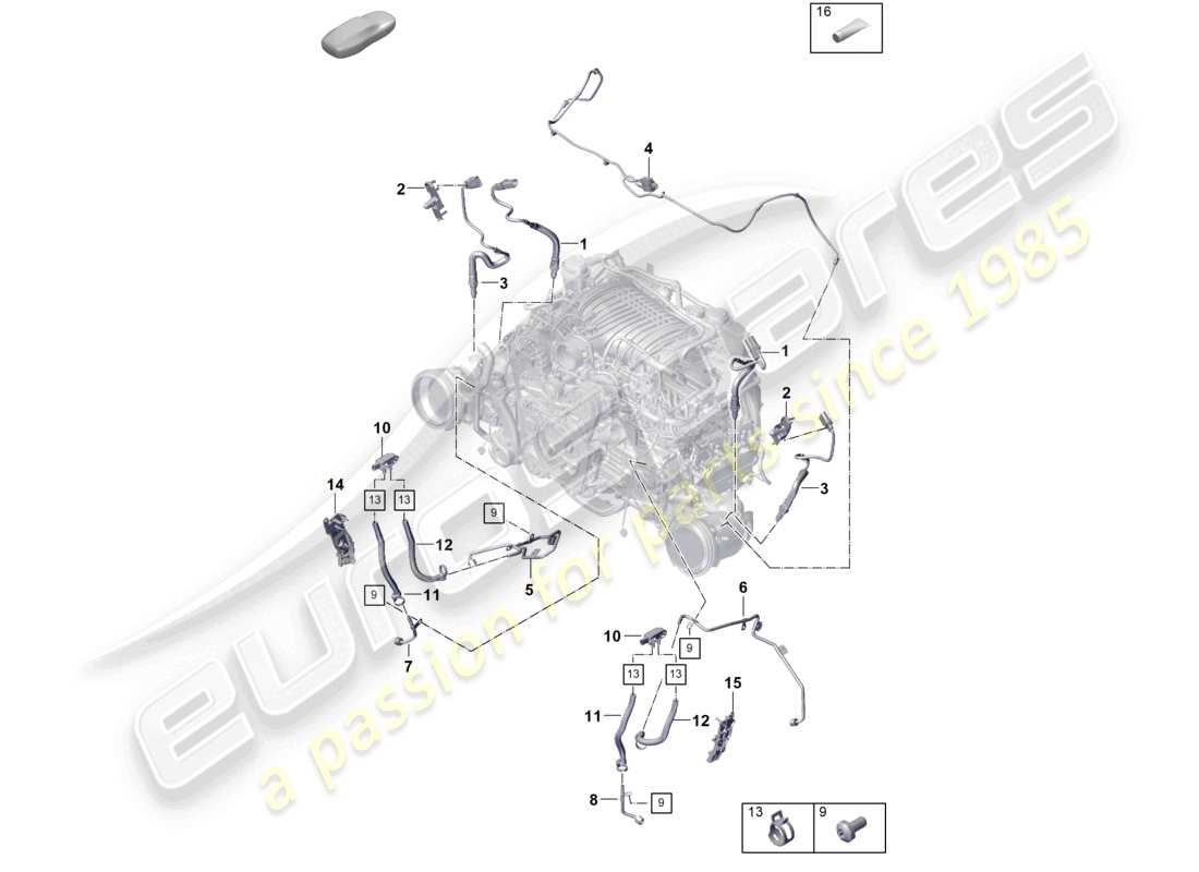 porsche 2026 (992-2 gt3) convertitore catalitico filtro antiparticolato per benzina fissaggi e sensori schema delle parti