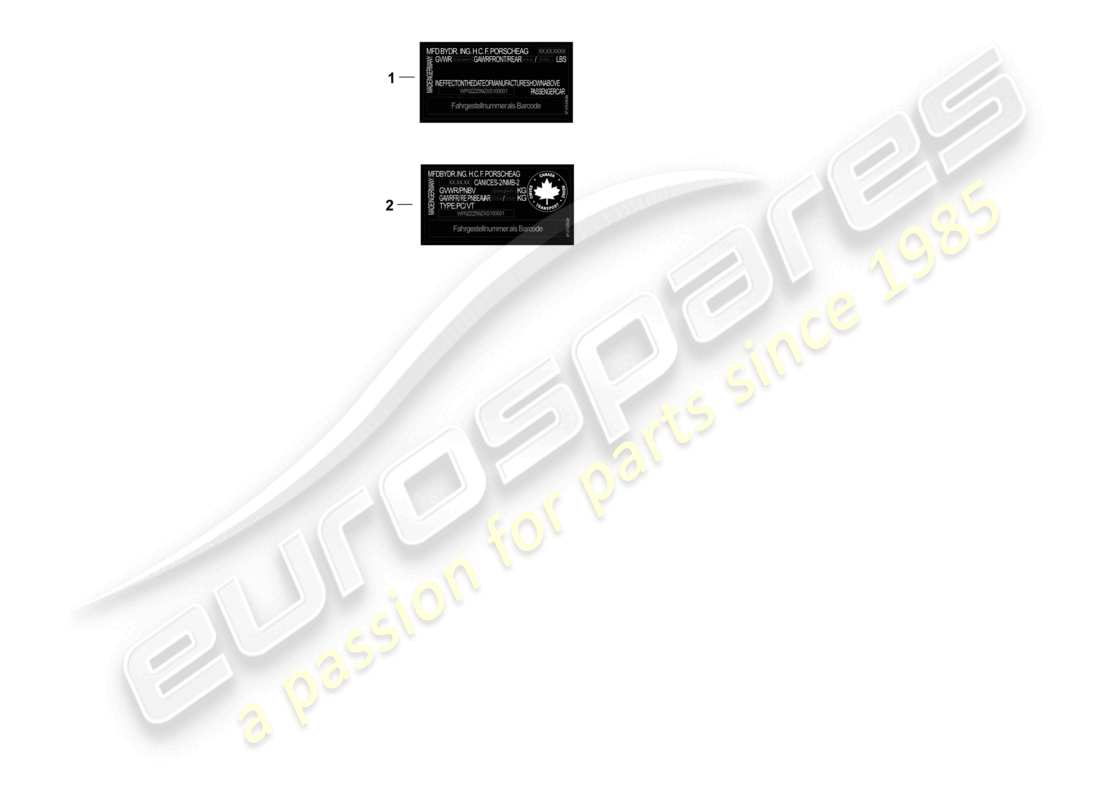 porsche 2026 (panamera 976) etichetta dati certificato di sicurezza diagramma delle parti
