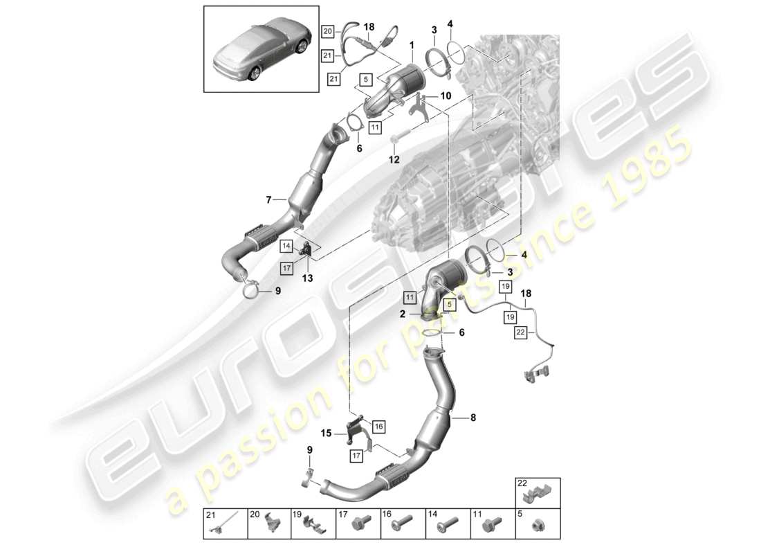 porsche 2021 (panamera 971-1) sistema di scarico catalizzatore sonda lambda d >>- 16.06.2019 per determinare i pezzi, si prega di tenere conto dell'equipaggiamento attualmente presente sul veicolo. schema dei pezzi