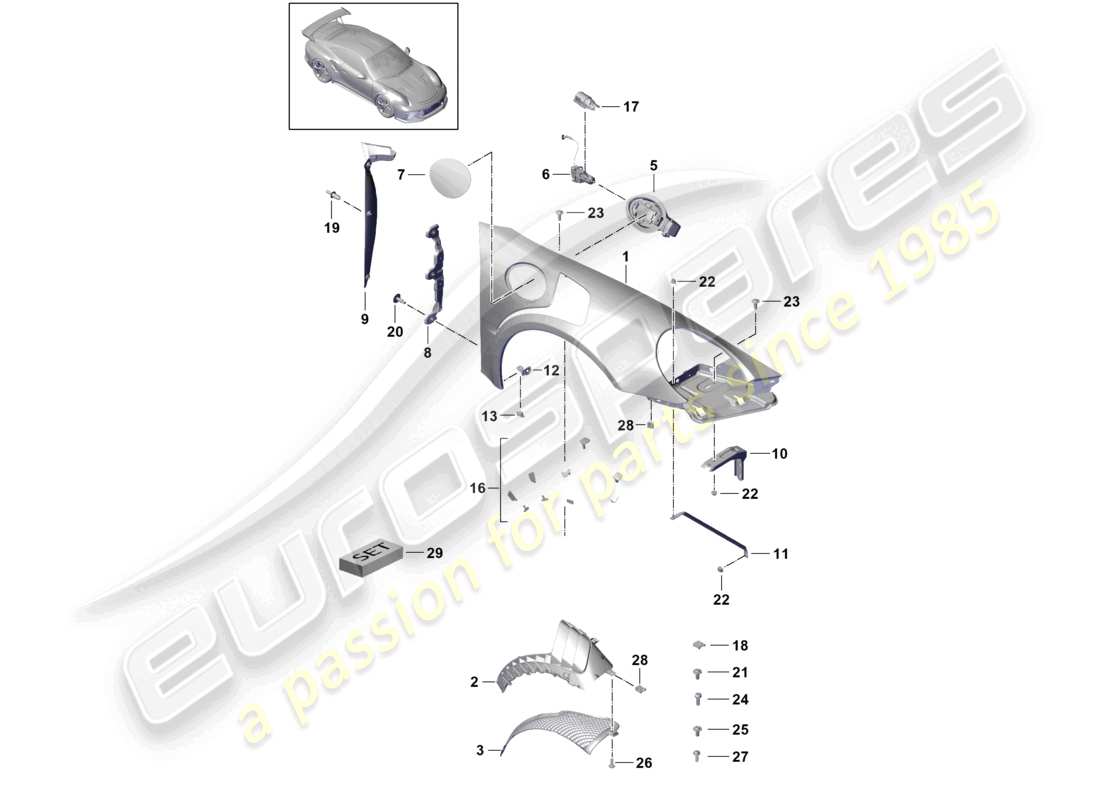 porsche 2021 (991-2 r/gt3/rs) ala 2nd generazione d - mj 2018>> diagramma delle parti