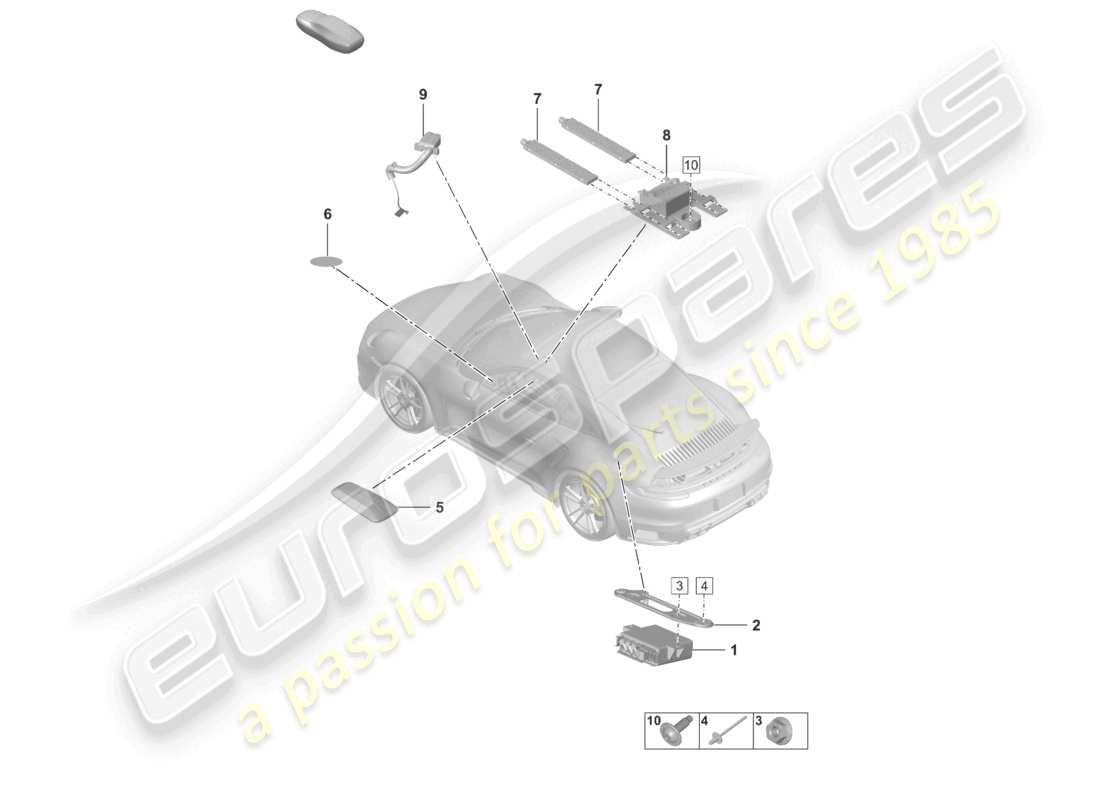 porsche 2024 (992-2 turbo / s) singole parti vts tracciamento veicolo driver card diagramma delle parti