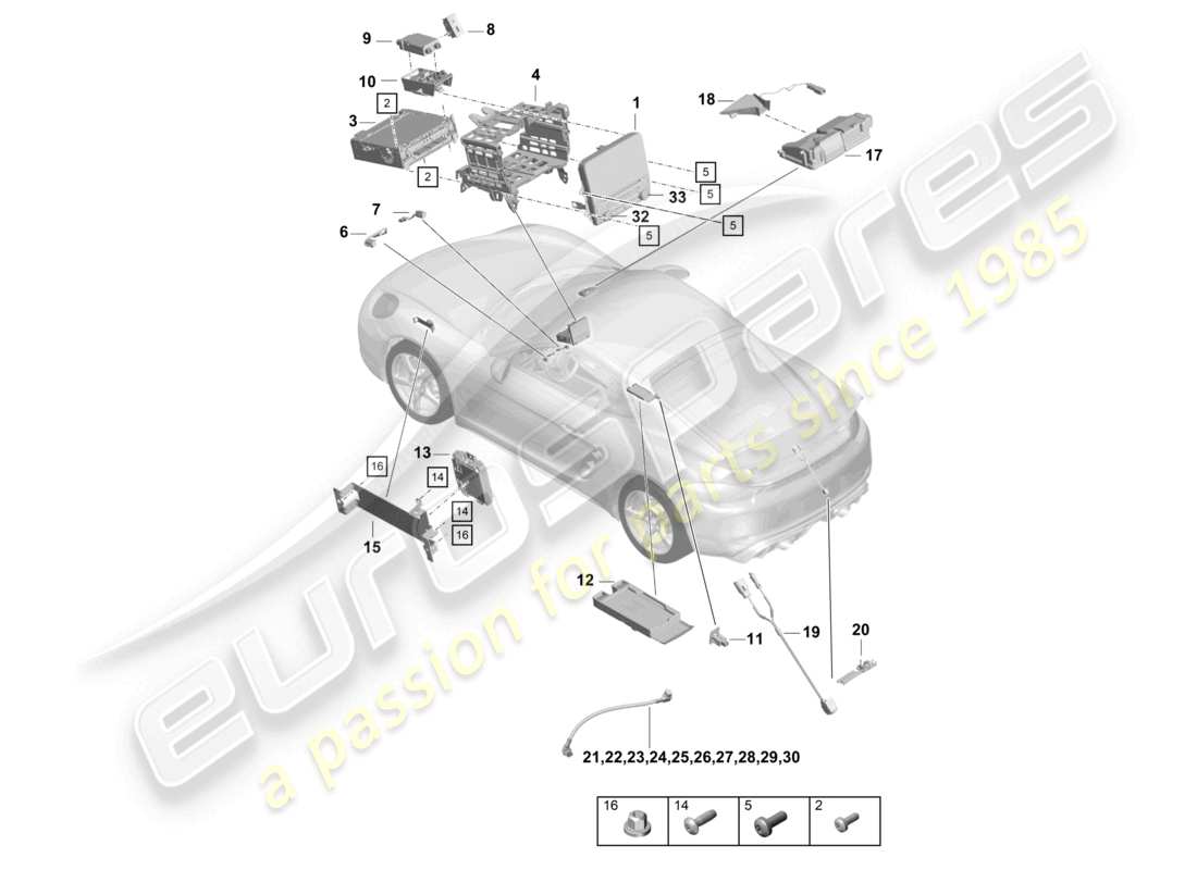 porsche 2021 (718 cayman gt4) pannello di controllo sistema di navigazione computer centrale microfono tv telecamera diagramma delle parti