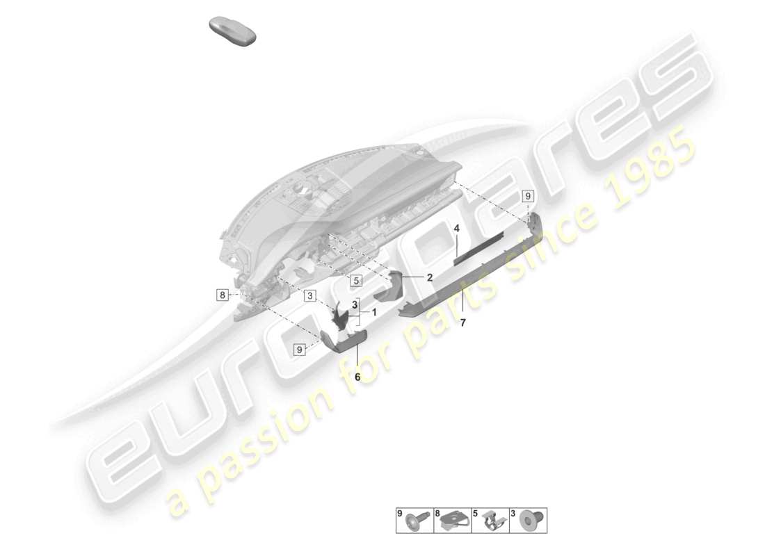 porsche 2022 (992-1 gt3/rs/st) cruscotto accessori diagramma delle parti