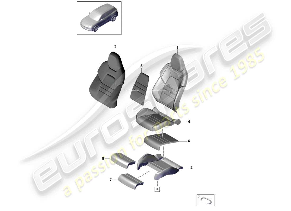 porsche 2022 (cayenne e3 9ya/9yb) parte in schiuma coprisedile sedile sportivo d >>- 05.04.2020 diagramma delle parti