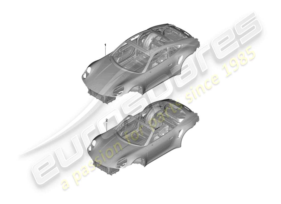 porsche 2020 (992-1 turbo / s) schema delle parti della carrozzeria
