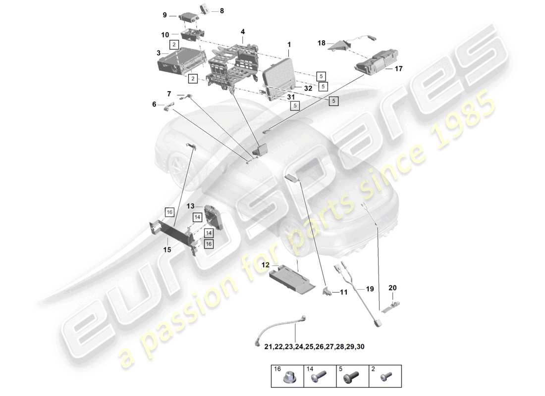 porsche 2022 (718 boxster spyder) pannello di controllo sistema di navigazione computer centrale microfono tv telecamera diagramma delle parti