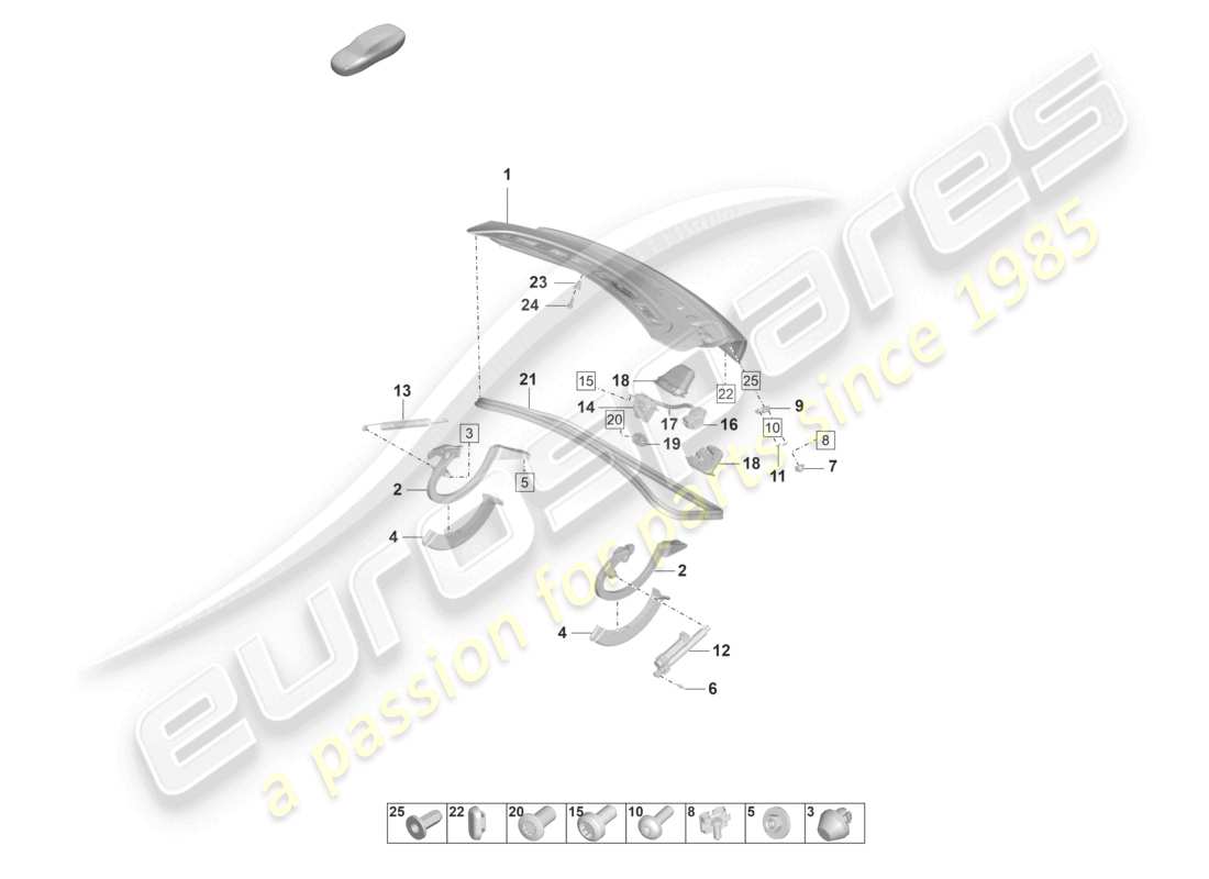 porsche 2020 (taycan 9j1-1) coperchio posteriore diagramma delle parti