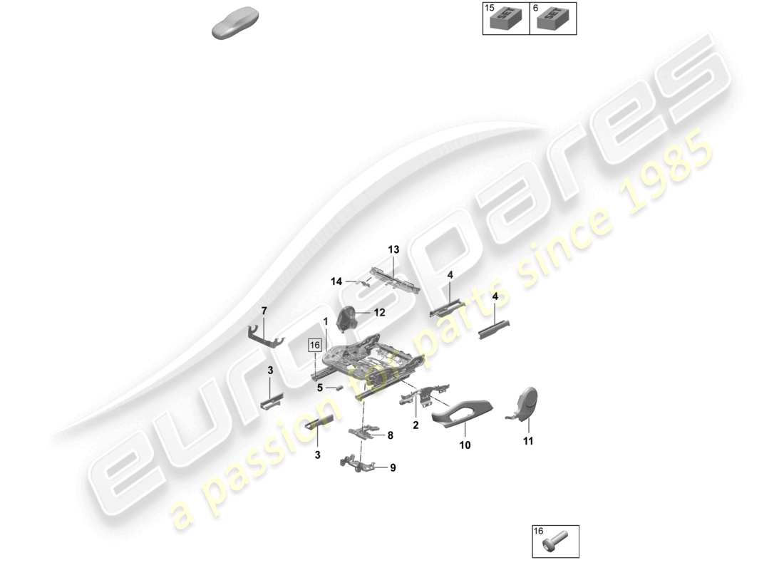 porsche 2025 (macan-e) telaio del sedile sedile standard diagramma delle parti