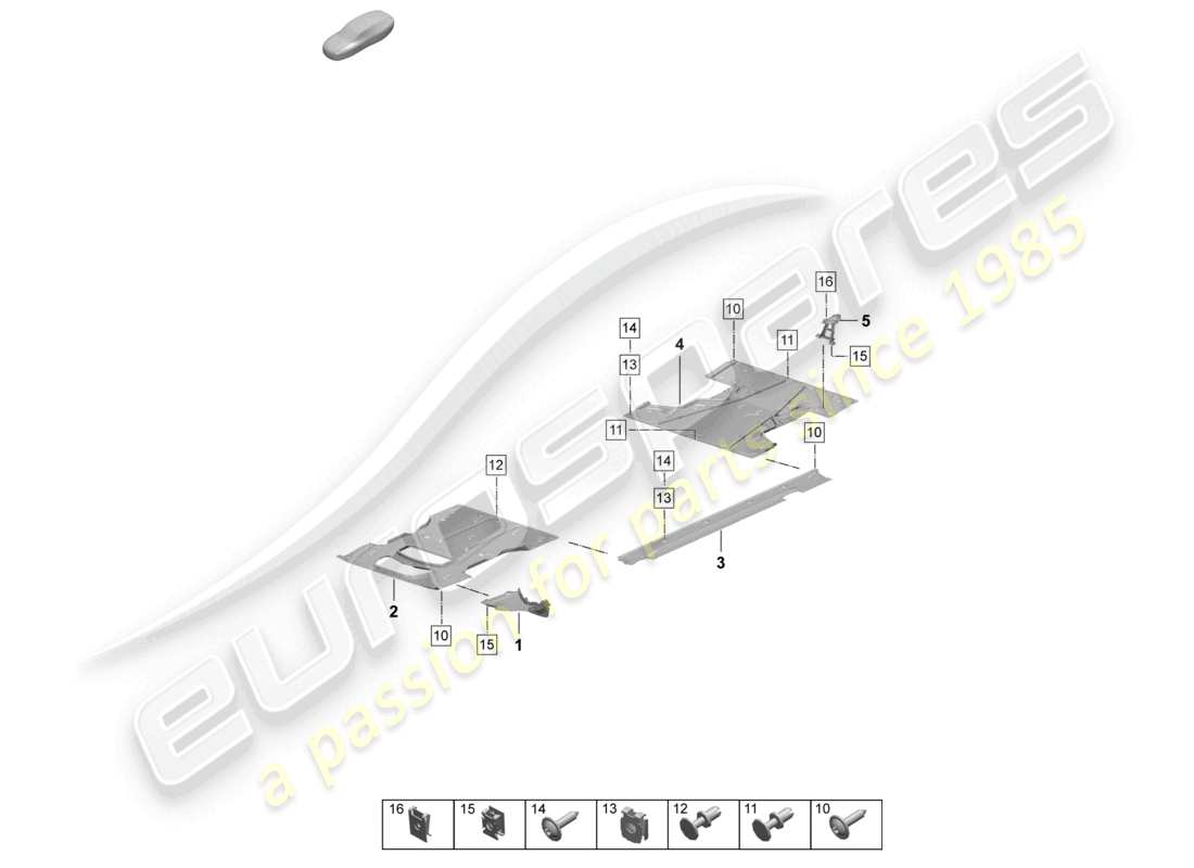 porsche 2025 (macan-e) schema delle parti degli accessori per il rivestimento del sottoscocca