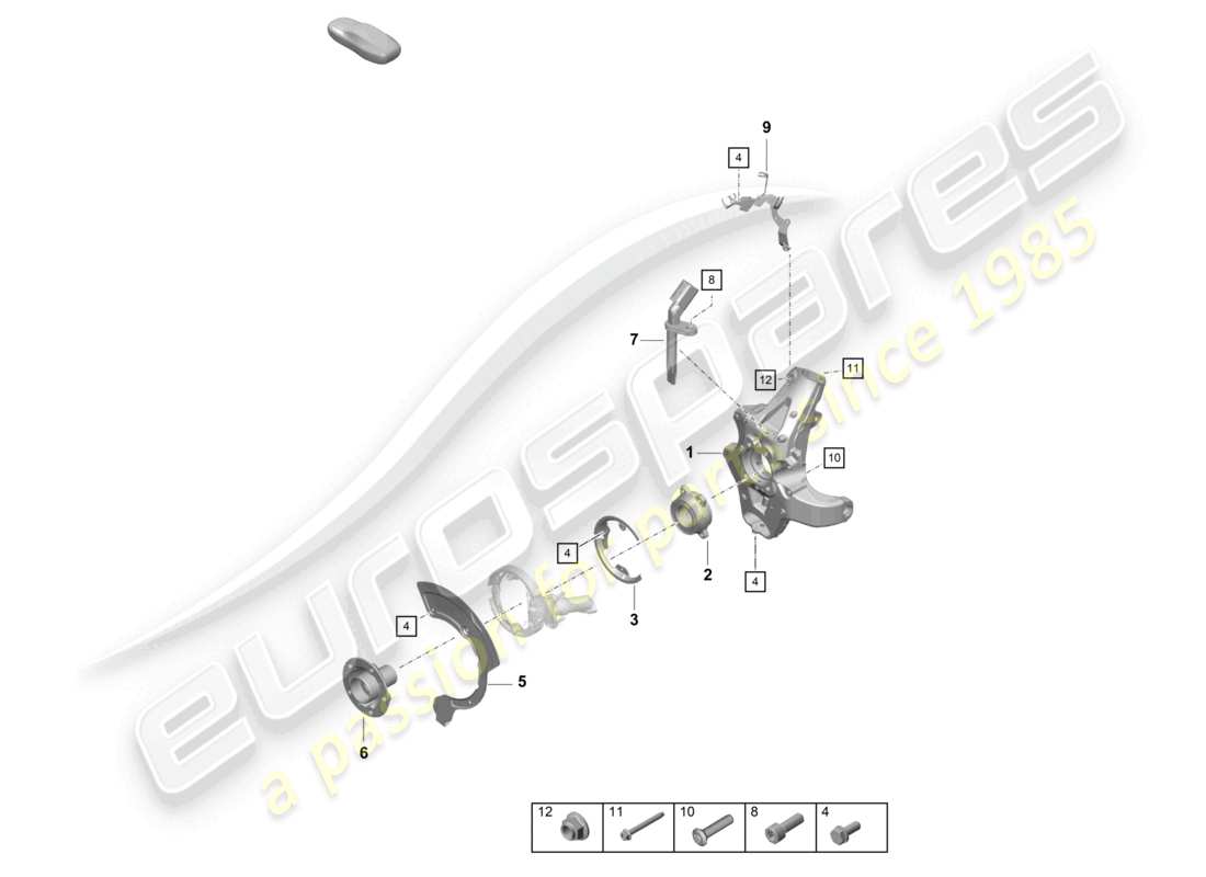 porsche 2021 (718 cayman gt4) supporto ruota mozzo ruota diagramma delle parti