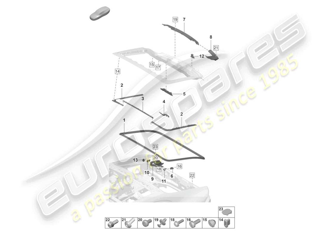 porsche 2024 (panamera 971-2) guarnizioni ammortizzatore acustico cofano posteriore schema delle parti