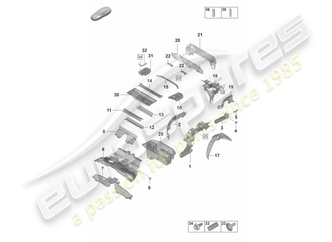 porsche 2024 (panamera 971-2) diagramma delle parti del longherone posteriore