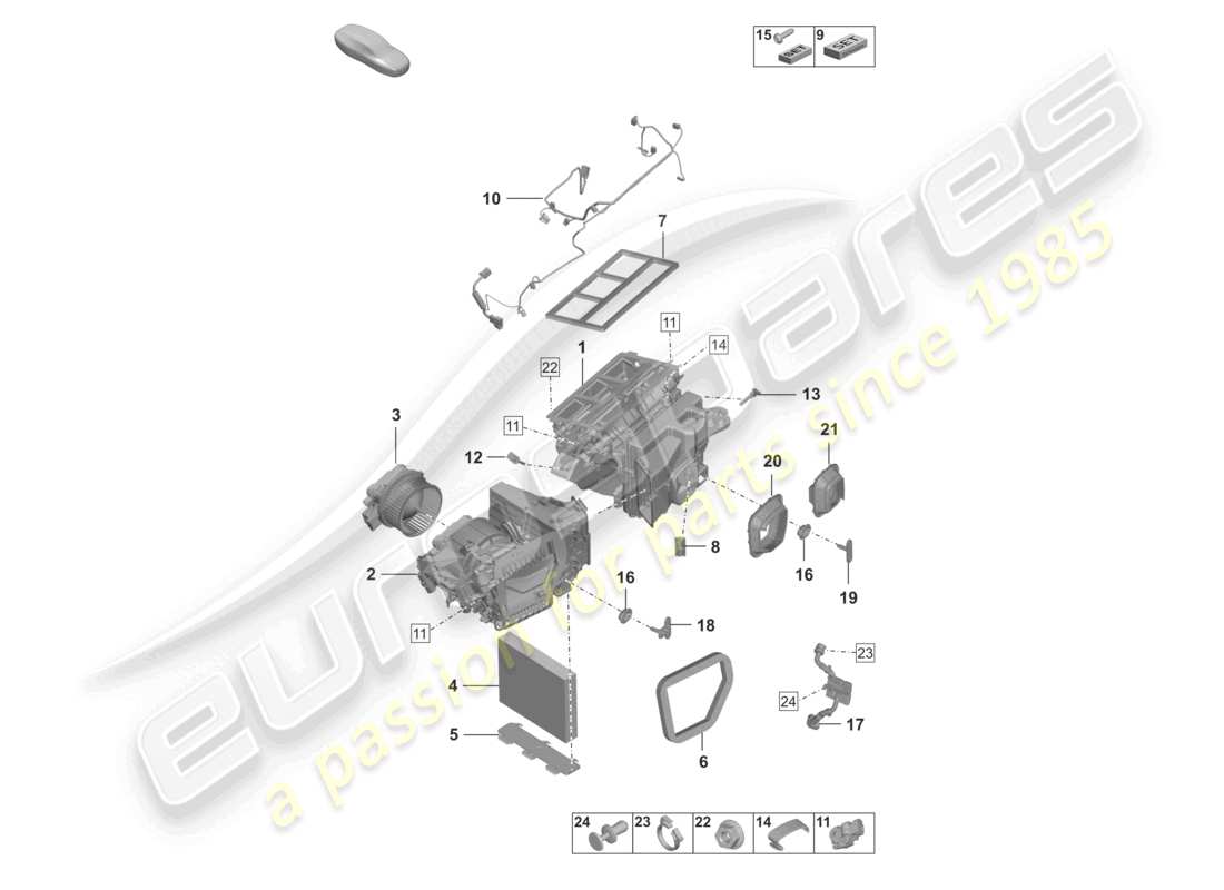 porsche 2022 (992-1 gt3/rs/st) diagramma delle parti dell'aria condizionata