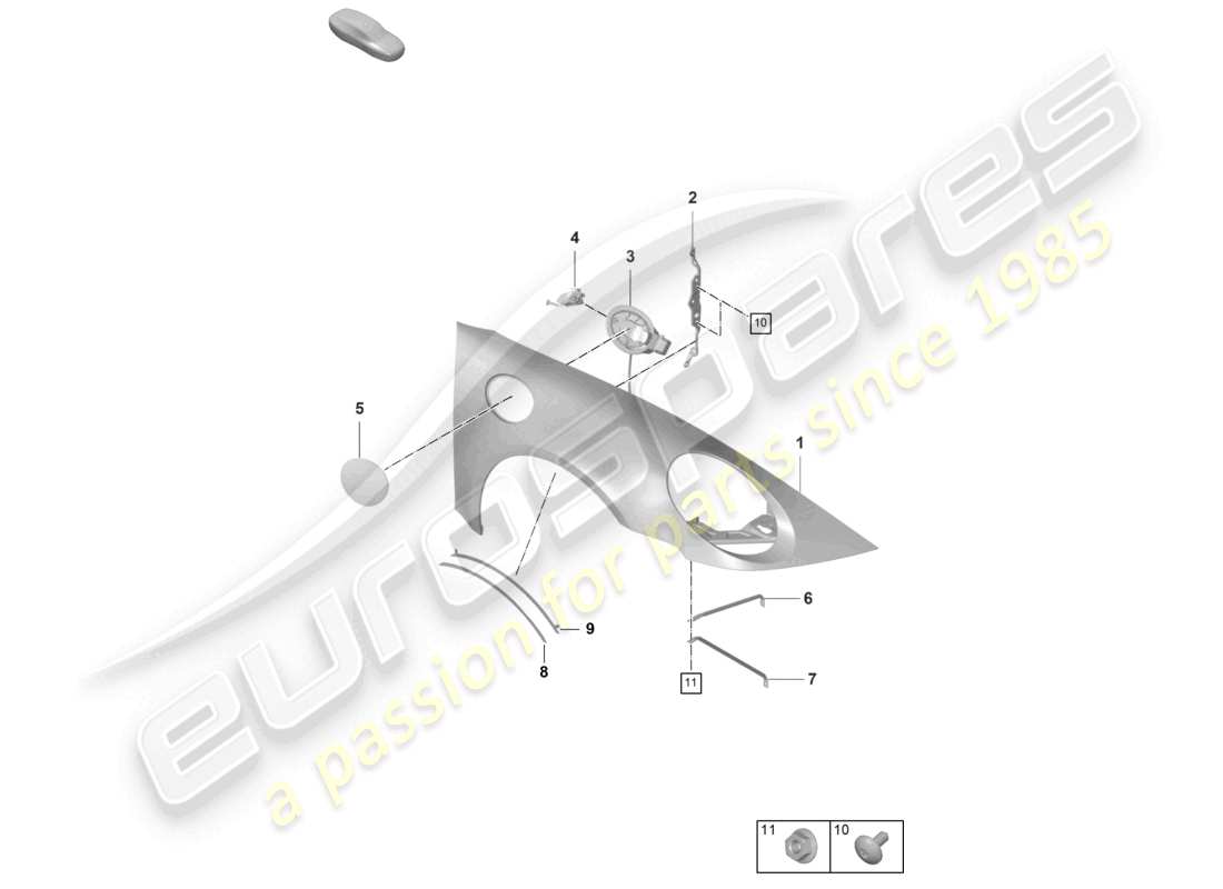 porsche 2022 (992-1 gt3/rs/st) diagramma delle parti dell'ala