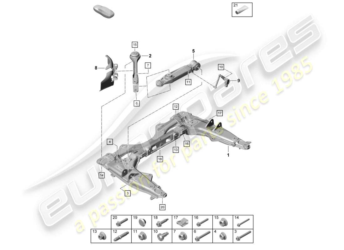 porsche 2021 (718 cayman gt4) traversa a forcella diagramma delle parti