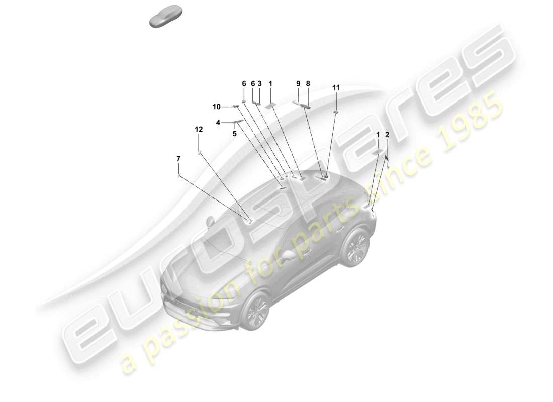 porsche 2025 (macan-e) antenna posteriore amplificatore antenna diagramma delle parti